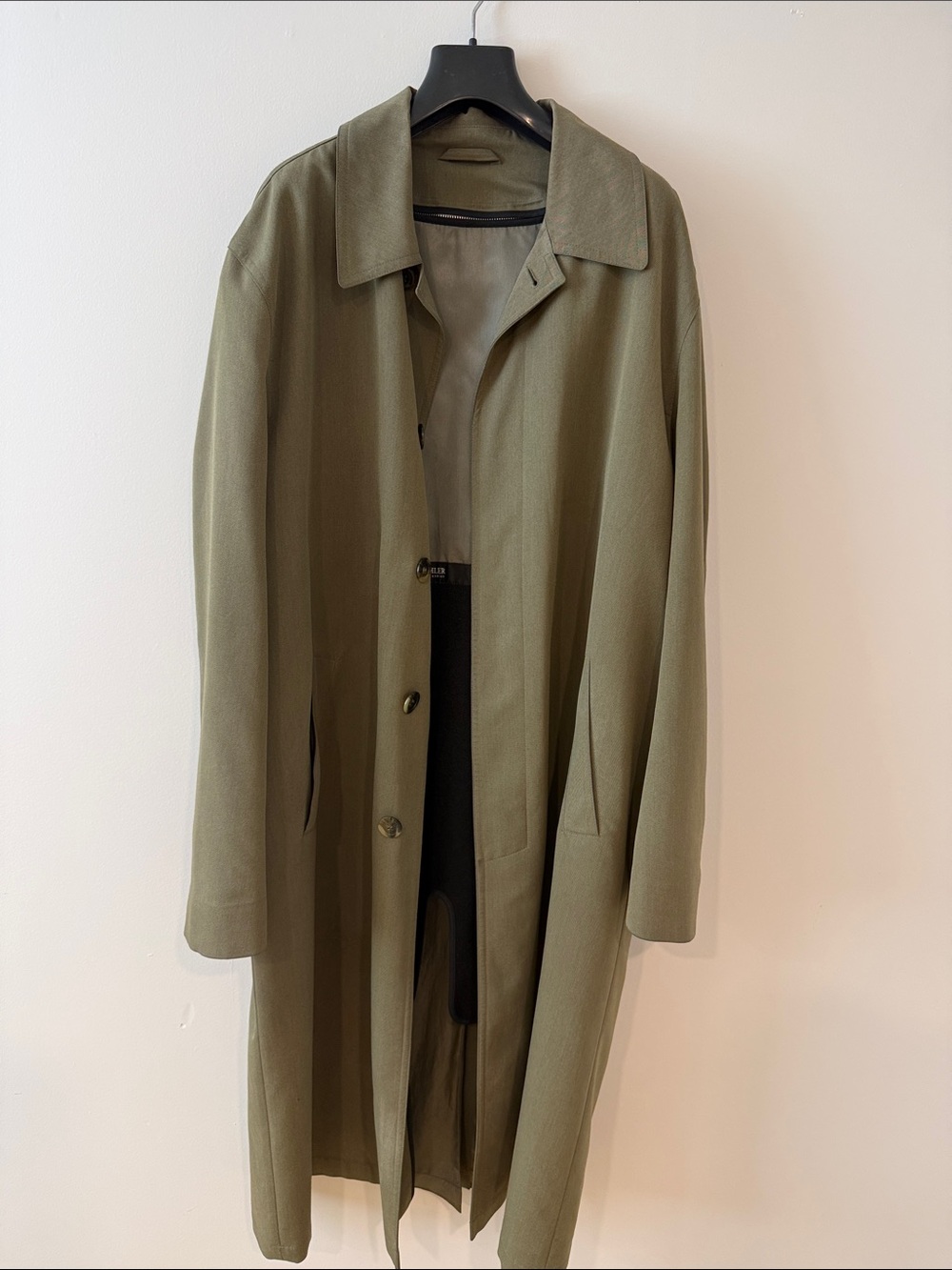 Baumler Men's Olive Single-Breasted Trench Coat